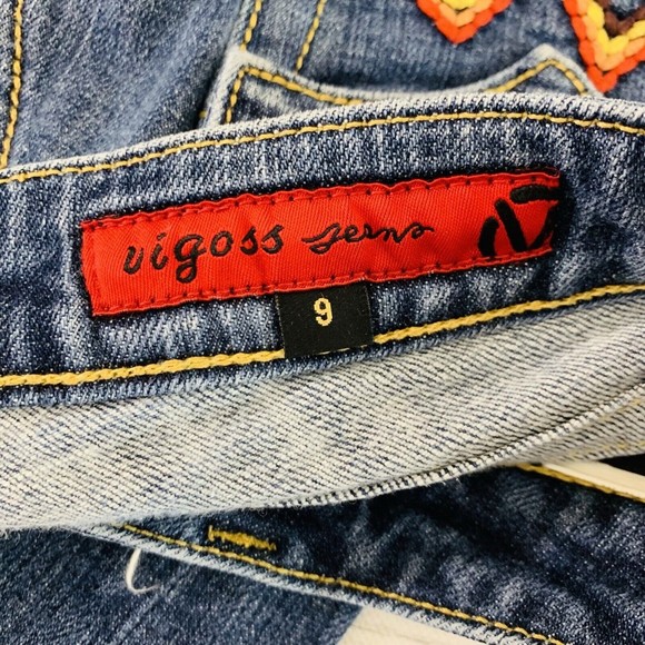 Womens Vigoss Bootcut Embroidered Flap Pocket Dark Wash Denim Blue Jeans Size 9 - Picture 7 of 8